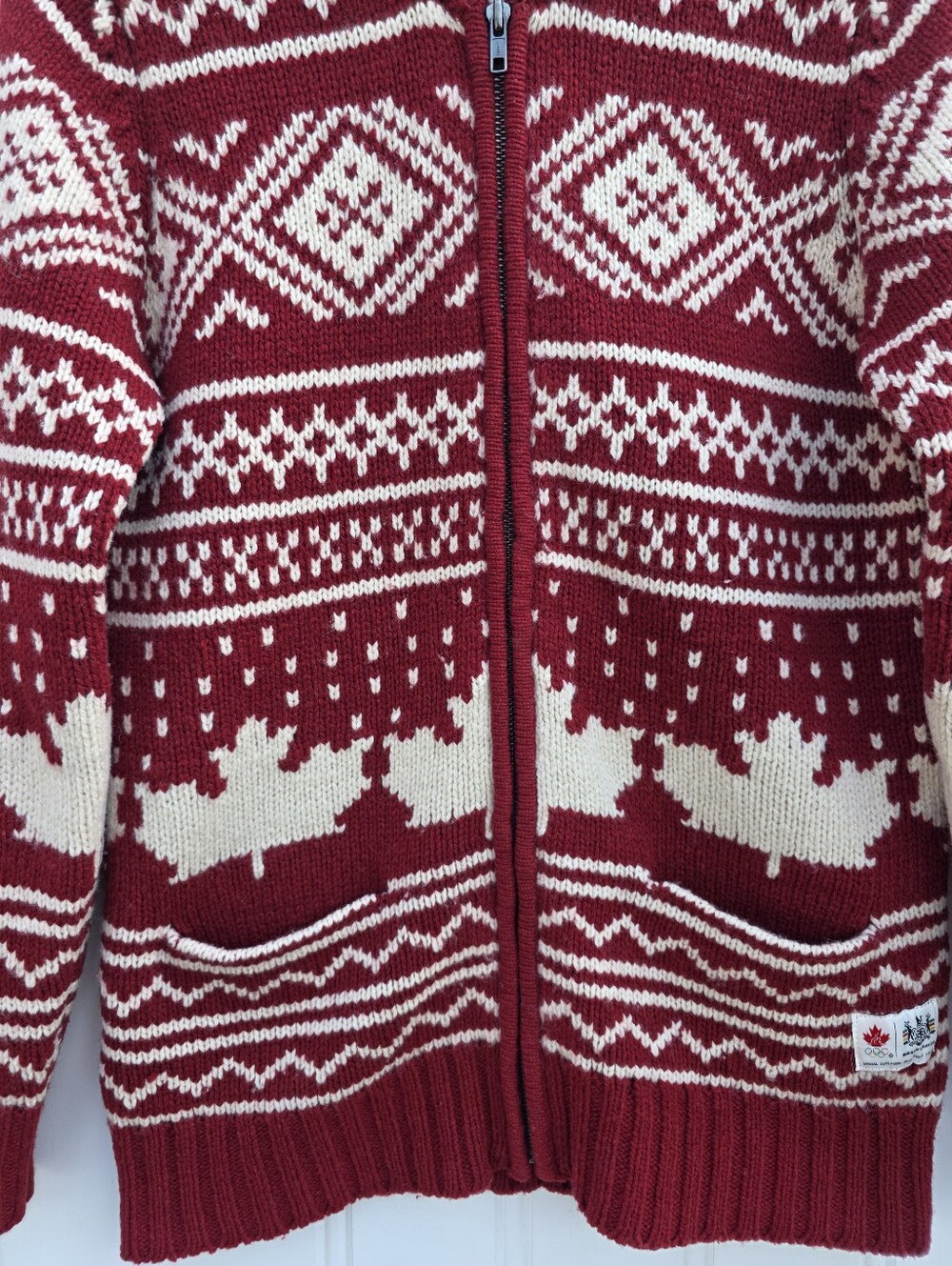 Hudson's Bay Company HBC Team Canada Olympic Cowichan Style Wool Cardigan Medium - Picture 3 of 11